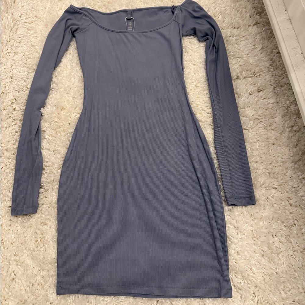 Skims Blue Off The Shoulder Mini Dress